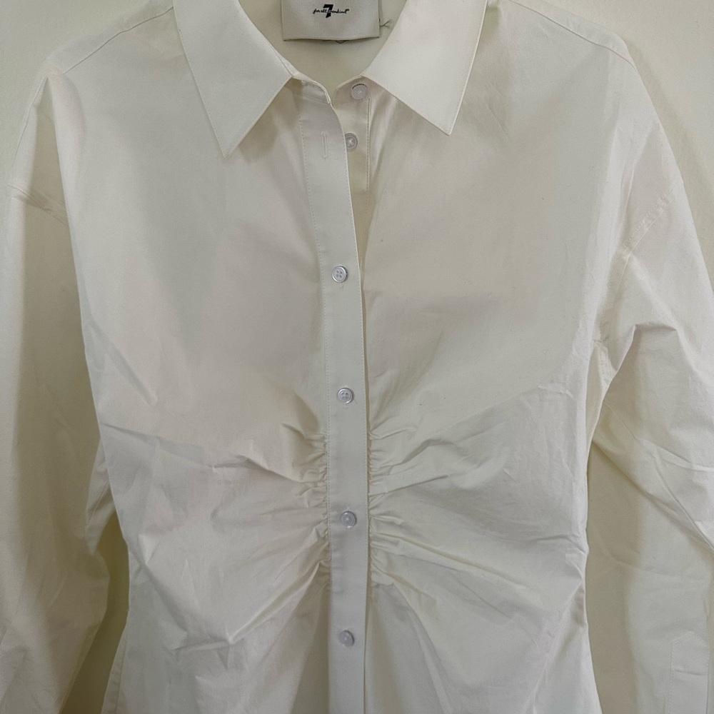 7 for All Mankind cinched waist button up shirt - Picture 6 of 8